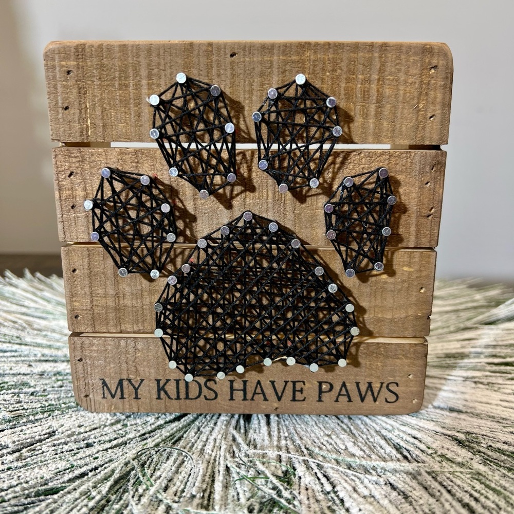 My Kids Have Paws Wooden String Art Sign - Dog